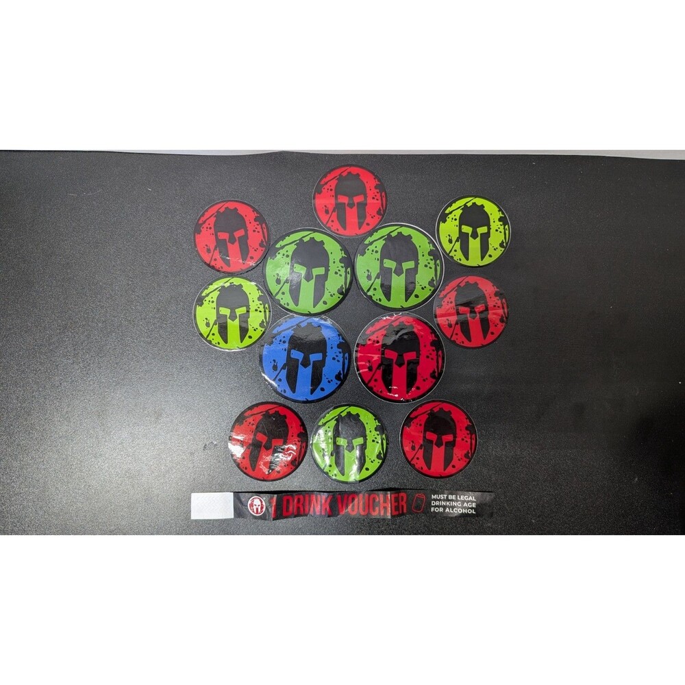 12pc 2.5" - 3" Spartan Sprint, Super, Beast Sticker + Magnet Lot Set Bundle